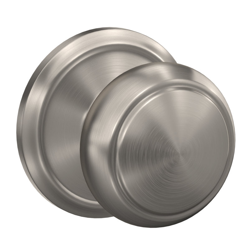 Custom Andover Hall-Closet and Bed-Bath Knob with Alden Trim, Satin Nickel