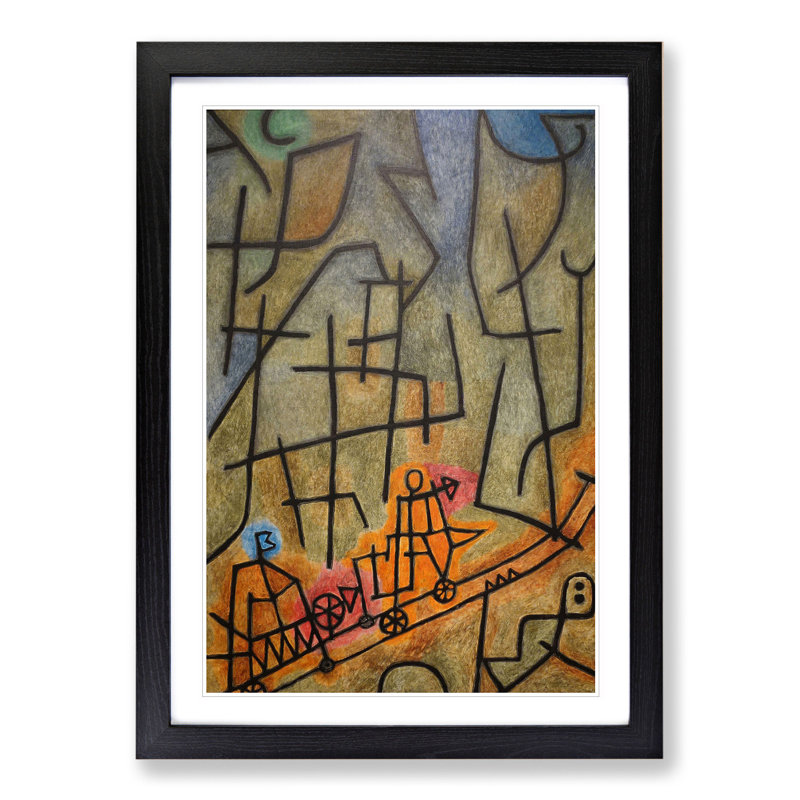 Conquest of the Mountain by Paul Klee - Picture Frame Painting, 36cm H x 27cm W x 2cm D, Black Framed
