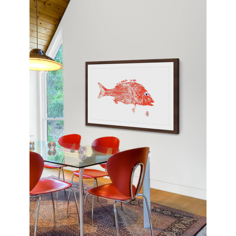 « big red fish », reproduction d’art encadrée, H 16 po x l 24 po x P 1,5 po