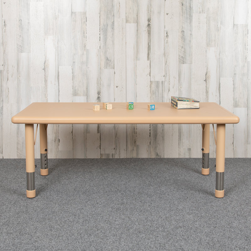 Goddard Rectangle Plastic Adjustable Height Kids Activity Table, Natural