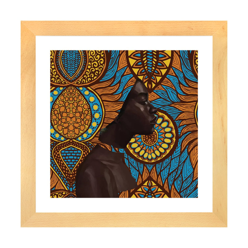 Série de cire par Adekunle Adeleke-reproduction d’art, Toile avec cadre en bois beige, Blanc, H 16 po x l 16 po x p 1 po