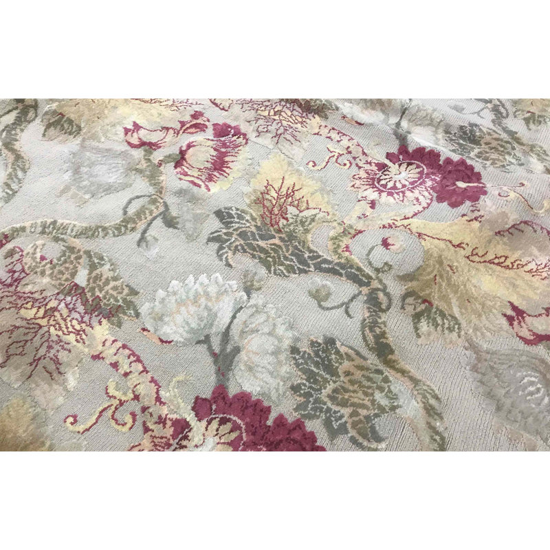 Milano Savonile Azm Hand Woven Wool Floral Area Rug, Rectangle 10'2" x 14'2"