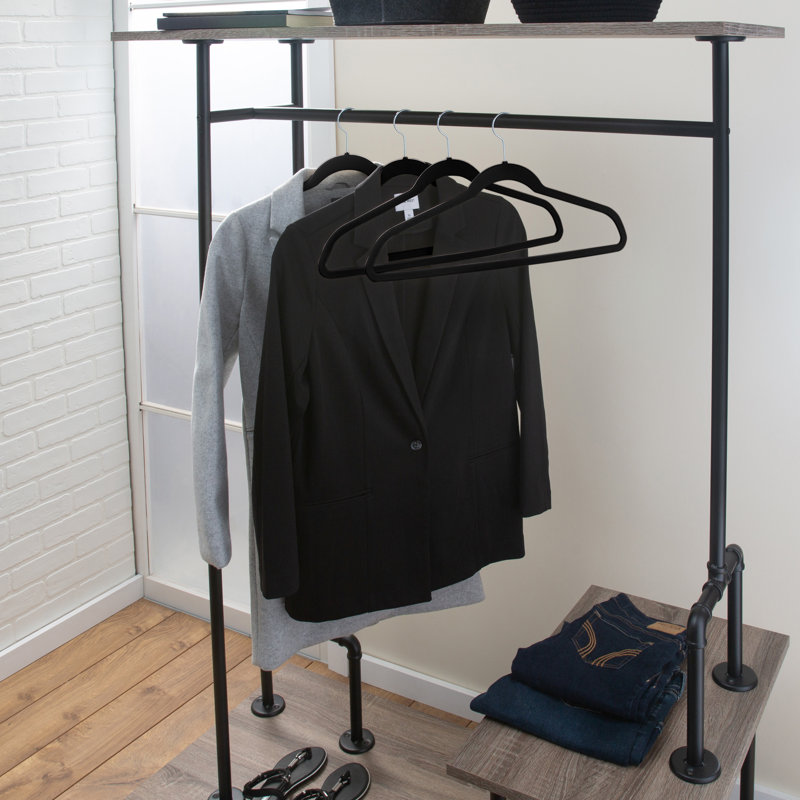 Cintre large en velours antidérapant pour robe / chandail / chandail, Noir