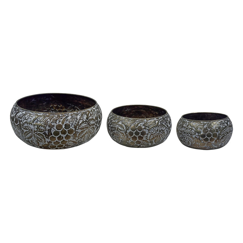 Circular Embossed Planter, Nested Set of 3