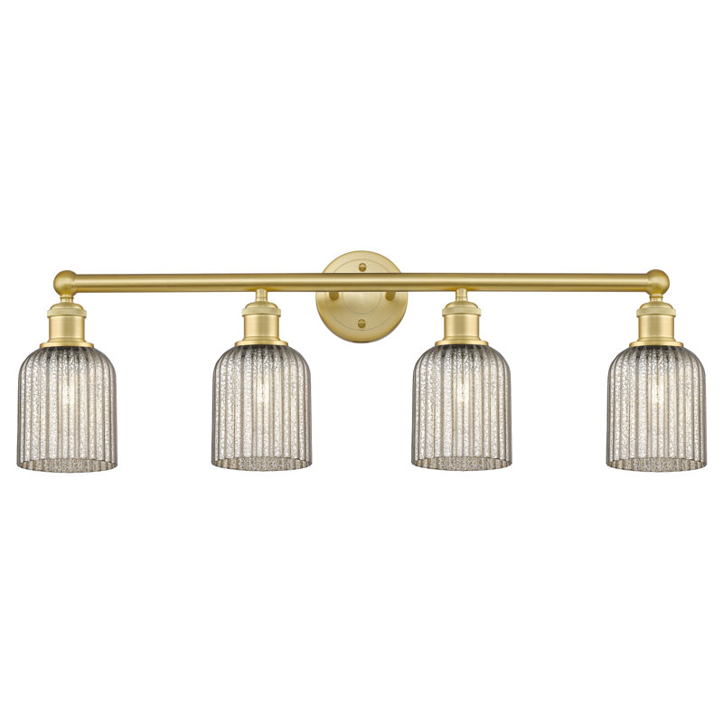 Fiennes 4 - Light Dimmable Vanity Light, Satin Gold, Metallic Gray