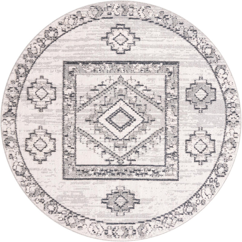 Gosnold Geometric Indoor Rug, Round 7'