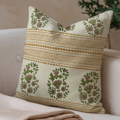 Housse de coussin à motif de blocs Housse de coussin à motif de blocs floraux accessoire de maison douillet Boho chic housse de coussin à motif de blocs décoratifs pour canapé (Anar) 