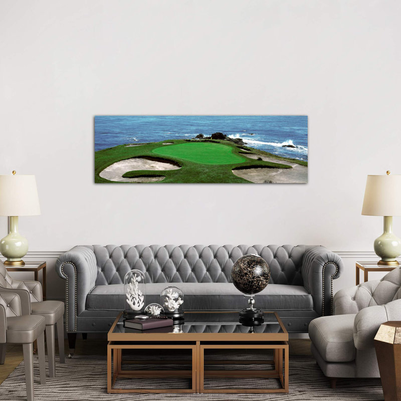 Pebble Beach Golf Course 8Th Green Carmel Ca 1 Piece Wrapped Canvas Panoramic Wall Art, 30.48 cm H x 91.44 cm W x 1.91 cm D