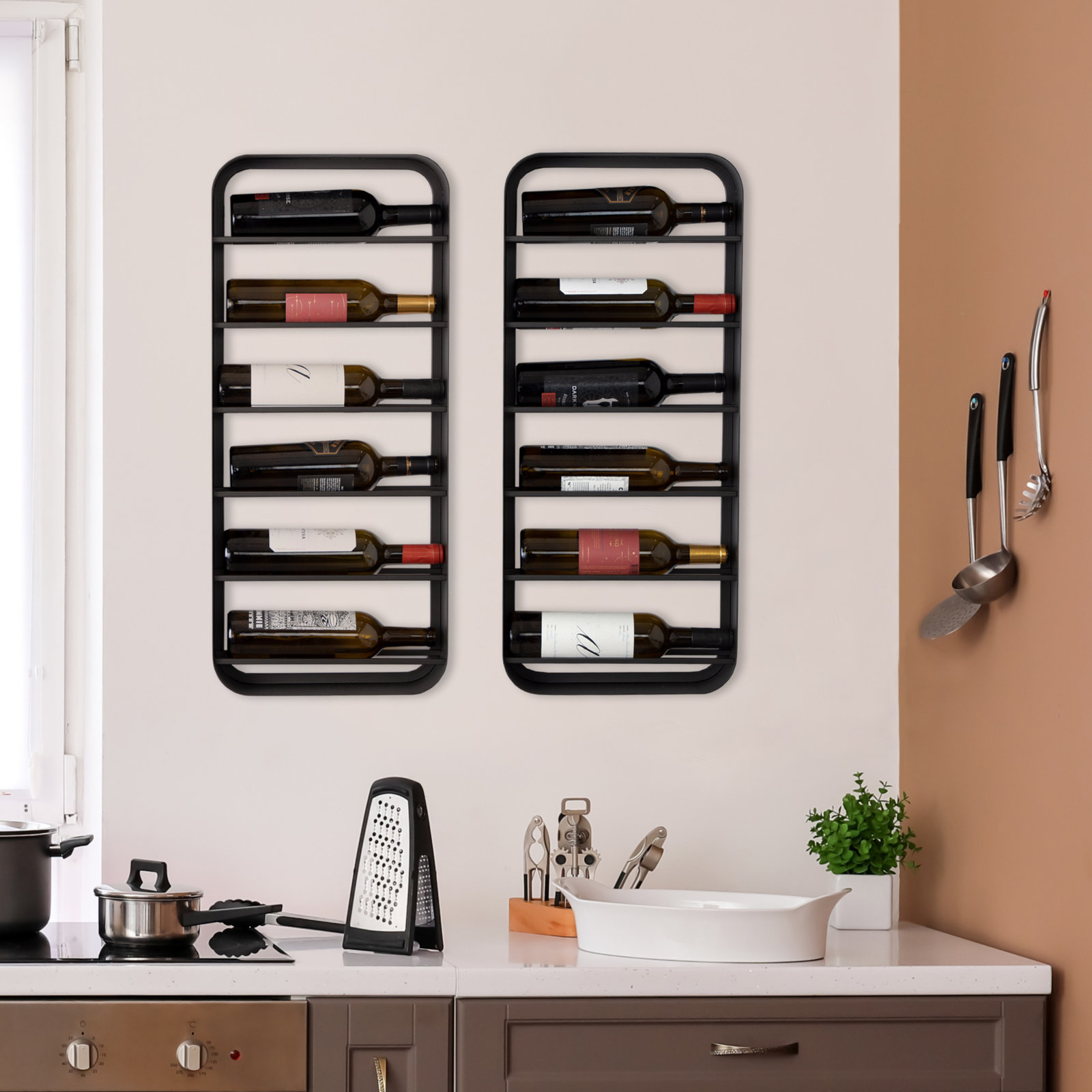 Sargent Wall Mounted Wine Bottle Rack, Gray
