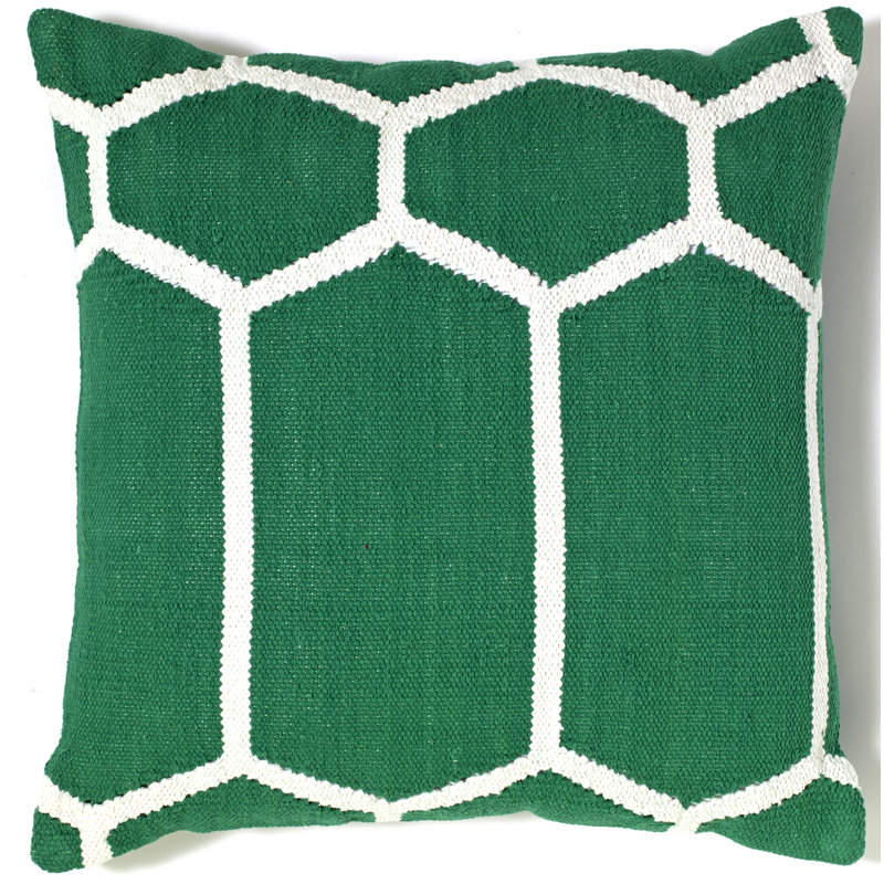 Housse de coussin en coton tissé hexagonal, Vert foncé