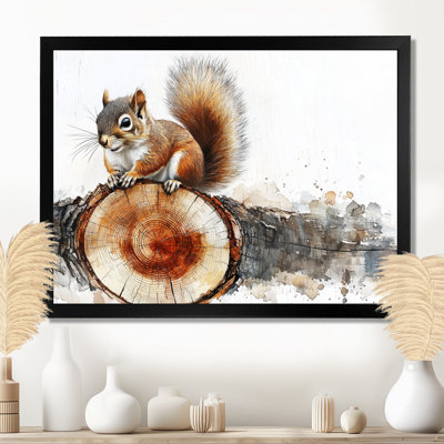 Cute Squirrel On A Wood Slide Forest II - Squirrel Canvas Prints