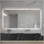 Miroir de salle de bain 28 po x 60 po à DEL, résistant à la corrosion, à trois couleurs à intensité variable et rétroéclairé avec fonction de désembuage à une touche