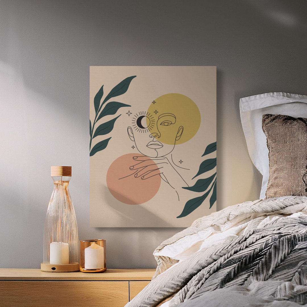Abstract Face Canvas Wall Art, Minimalist Line Art Print, Celestial Decor, Gallery Wrapped Canvas, Ready to Hang, Modern Home Decor