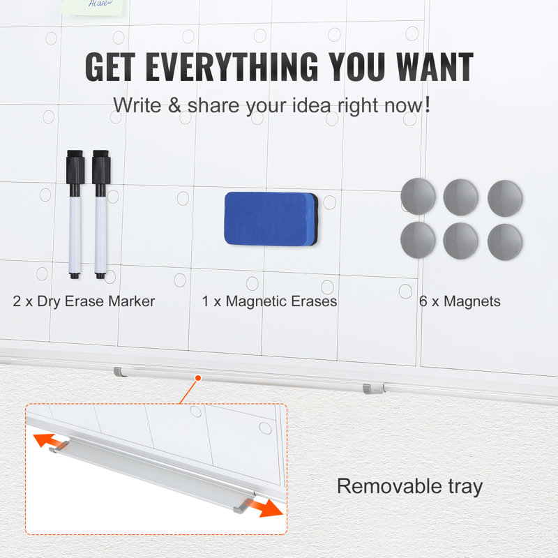 VEVOR 36" x 24" Magnetic Dry Erase Calendar Whiteboard