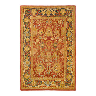 Tapis unique fait à la main Keenan - rouille / brun clair, 5 pi 10 po x 9 pi 1 po