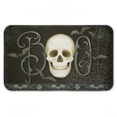Boo with Skulls & Bats Printed Anti-Fatigue Floor Mat, design by Nicole Tamarin, 30"x18"