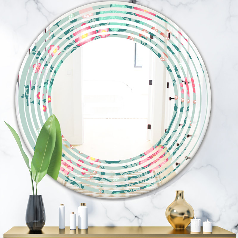 Miroir mural sans cadre à motif floral spring american, H 31,5 po x l po