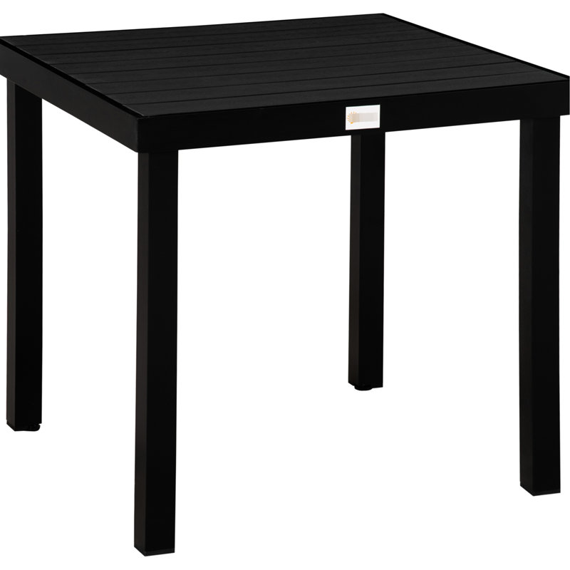Square Outdoor Dining Table For 4 - Waterproof Wood Grain, Strong Aluminum Legs Garden Patio Square, Black , Waterproof,