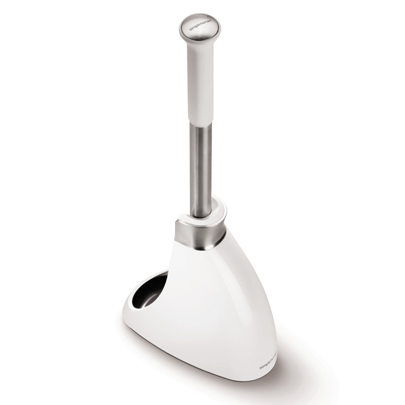 Simplehuman Toilet Brush with Caddy, Stainless Steel, White