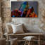 Toile, vue rapprochée d'un superbe ensemble d'art mural en cristal à multiples facettes avec un cristal allongé proéminent avec une pointe-261819096