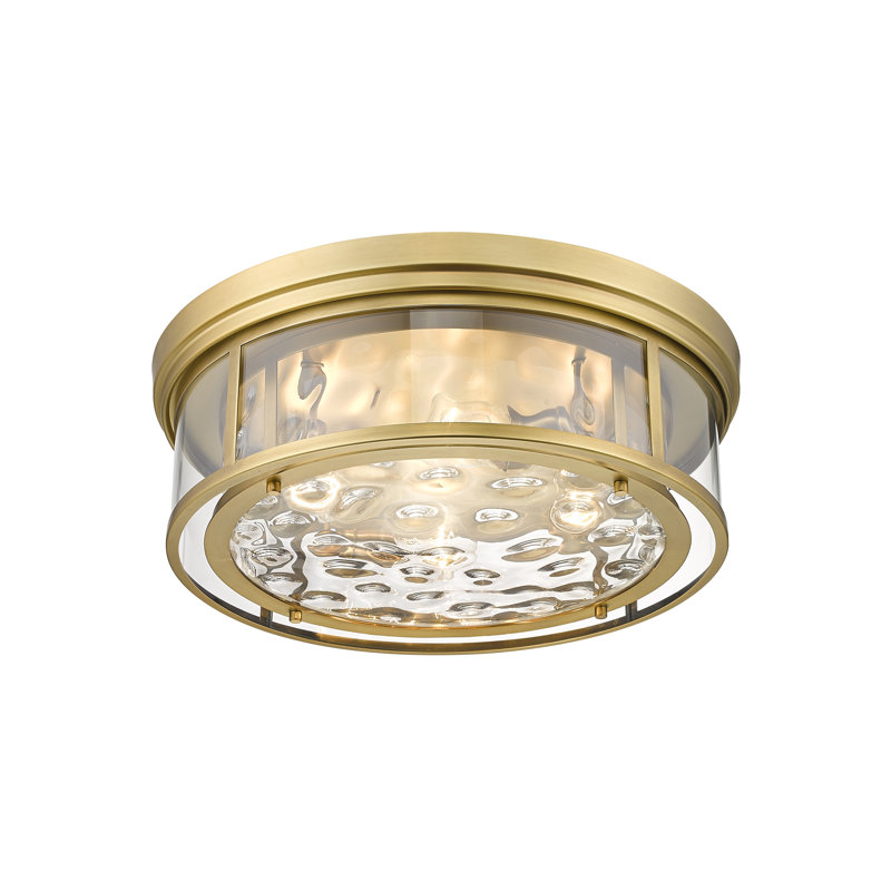 Masuda Glass Flush Mount, Rubbed Brass