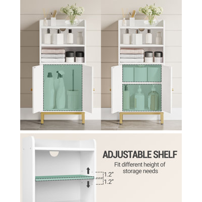 Bathroom Storage Cabinet, Small Floor Cabinet with 2 Door and Shelves, Toilet Paper Cabinets, Bathroom Organizer with Adjustable Shelf, for Small Spaces