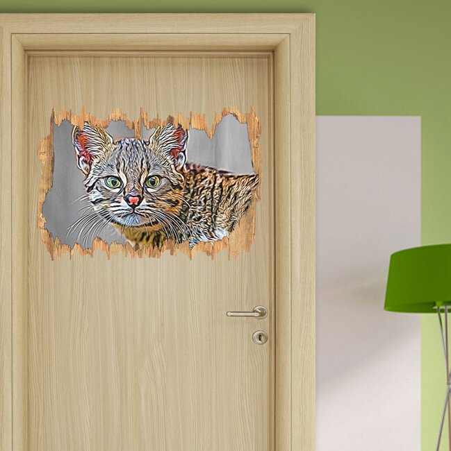 Wandtattoo Kleine aufmerksame Bengalkatze