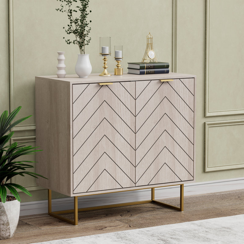Laurens Manufactured Wood and Metal Accent Cabinet with Adjustable Shelves, Gray wood
