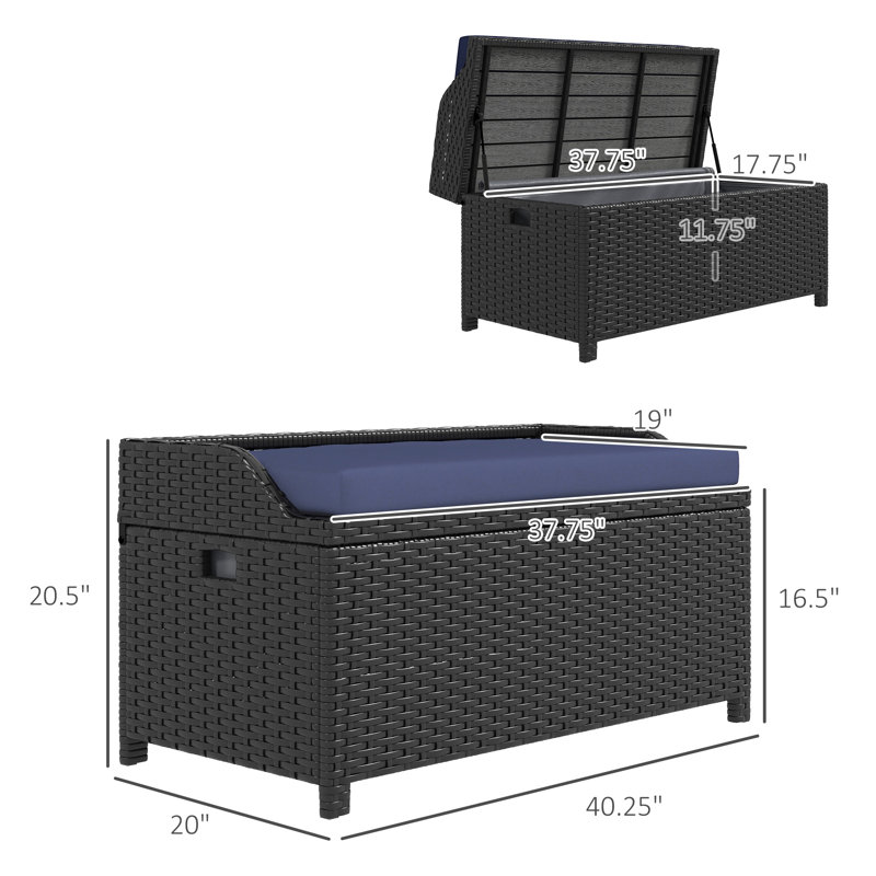 New Classic 40.25'' W 27 Gallons Water Resistant Wicker Storage Bench in Blue