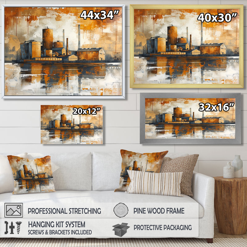 Décoration murale moulin brun jaune automne, Brown Floater Framed, H 34 po x l 44 po
