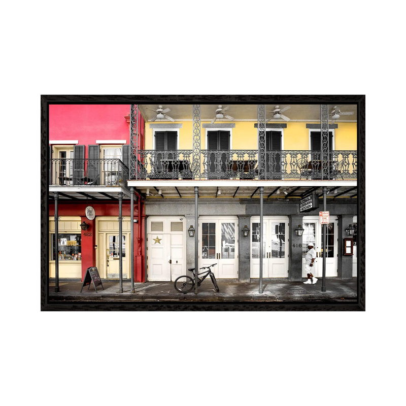 New Orleans Street Scene 1 Piece Wall Art on Canvas, 152.5 cm H x 101.5 cm W, Black Framed