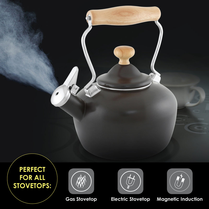 Chantal 1.8 qt. Stainless Steel Whistling Stovetop Kettle, Black