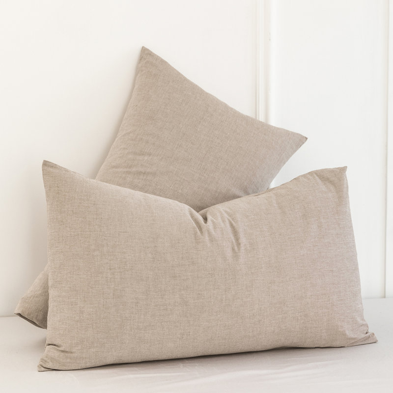 Taies d'oreiller 100% coton lavé MooMee, Ensemble de taies d'oreiller pour très grand lit, Gris foncé