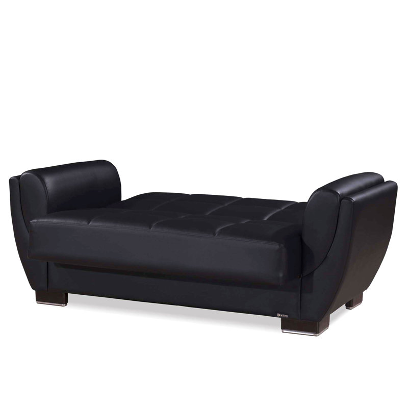 Causeuse convertible rembourrée avec rangement, causeuse pour studio, dortoir, salon, Noir