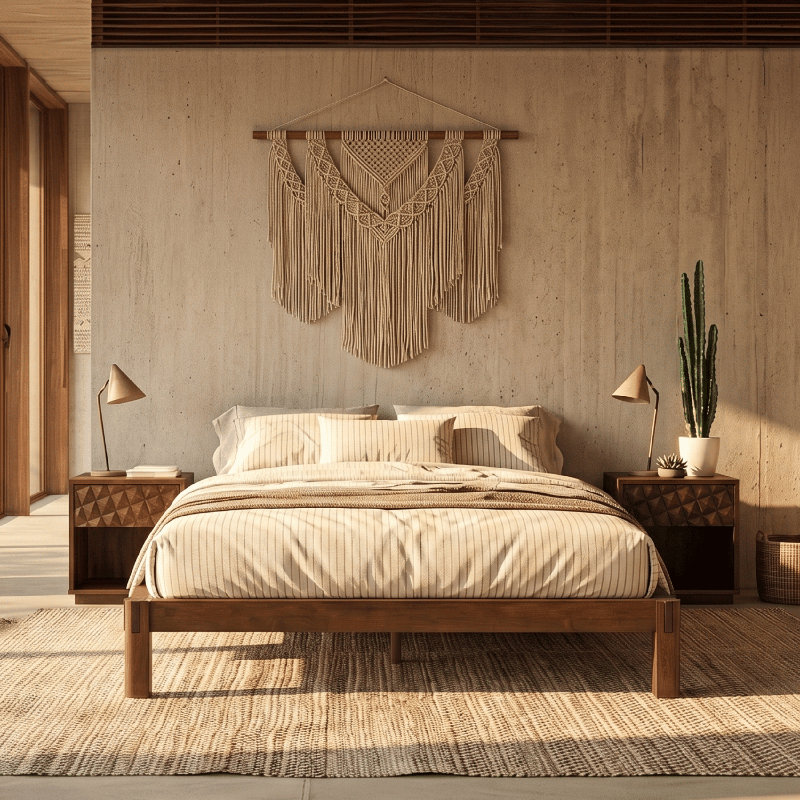 Structure de lit en bois massif NTC Sapa - Menuiserie japonaise minimaliste, pas de sommier tapissier, lattes silencieuses, assemblage facile
