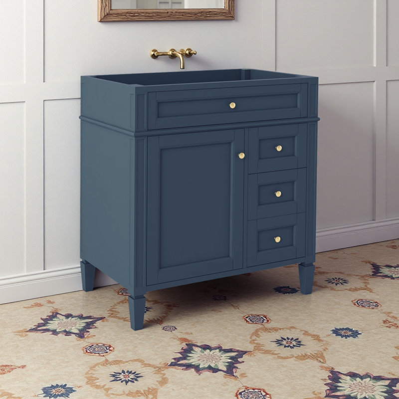 Meuble-lavabo de salle de bain de 30 po sans lavabo supérieur, armoire de rangement moderne avec 2 tiroirs et un tiroir rabattable (BASSIN INCLUS)