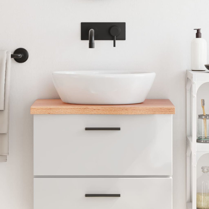 Joulon 60cm Solid Wood Single Bathroom Vanity Top, Light Brown