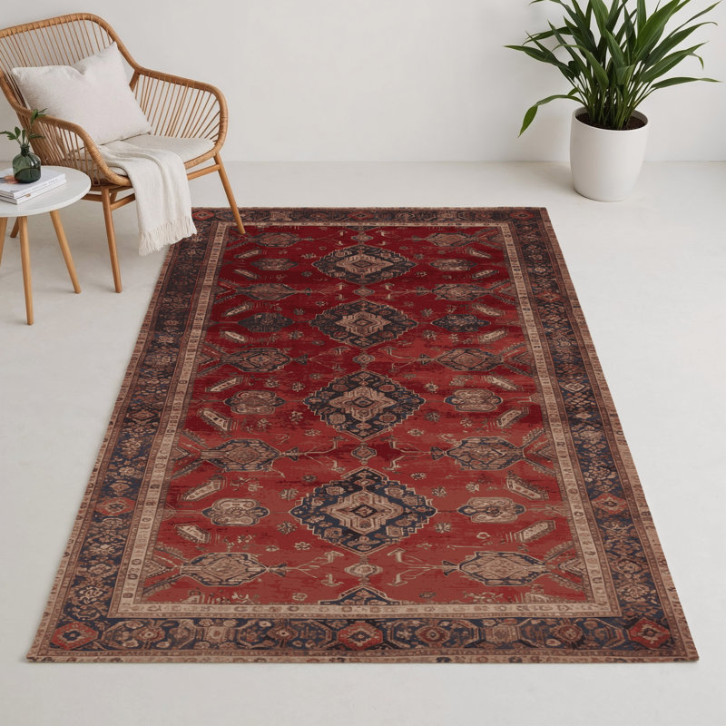 Persian Black Indoor and Outdoor Area Rug, Rectangle 9' x 12'