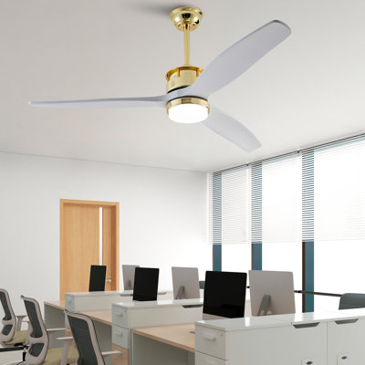 Ceiling Fans With Lights And Remote, 3 Solid Wood Blades, 6 Speeds, Quiet DC Motor, Dimmable LED, Modern Gold Ceiling Fan For Indoor Bedroom,Living Room,Patio