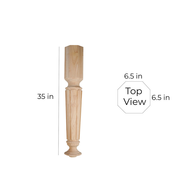 35" Tall Bold Reeded Kitchen Post (K008T-RW-UNF)