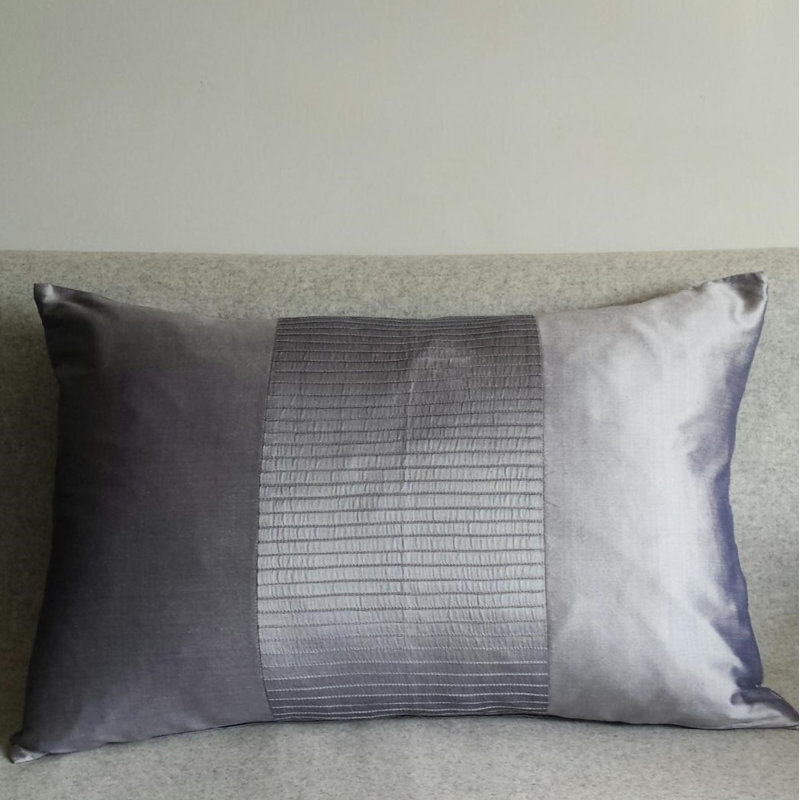 Creola Striped Rectangular Throw Cushion, Silver Grey