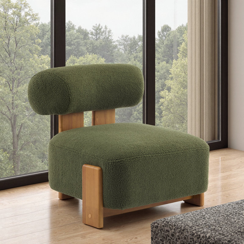 Méridienne moderne 27,25 po avec cadre en bois massif et dossier roulé Boucle, idéale pour le salon, la chambre à coucher ou le bureau