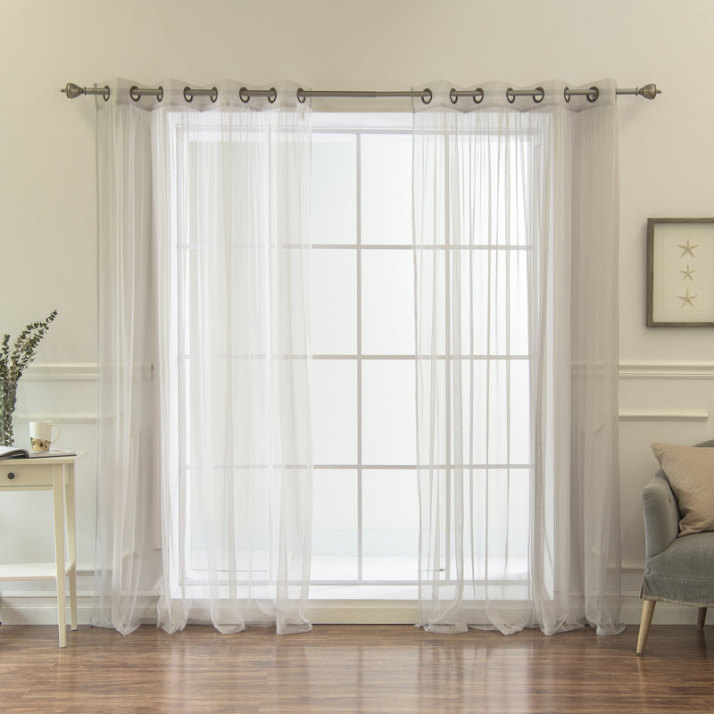 Paire de rideaux semi-transparents avec œillets Attell, L 52 po x L 84 po, Gris