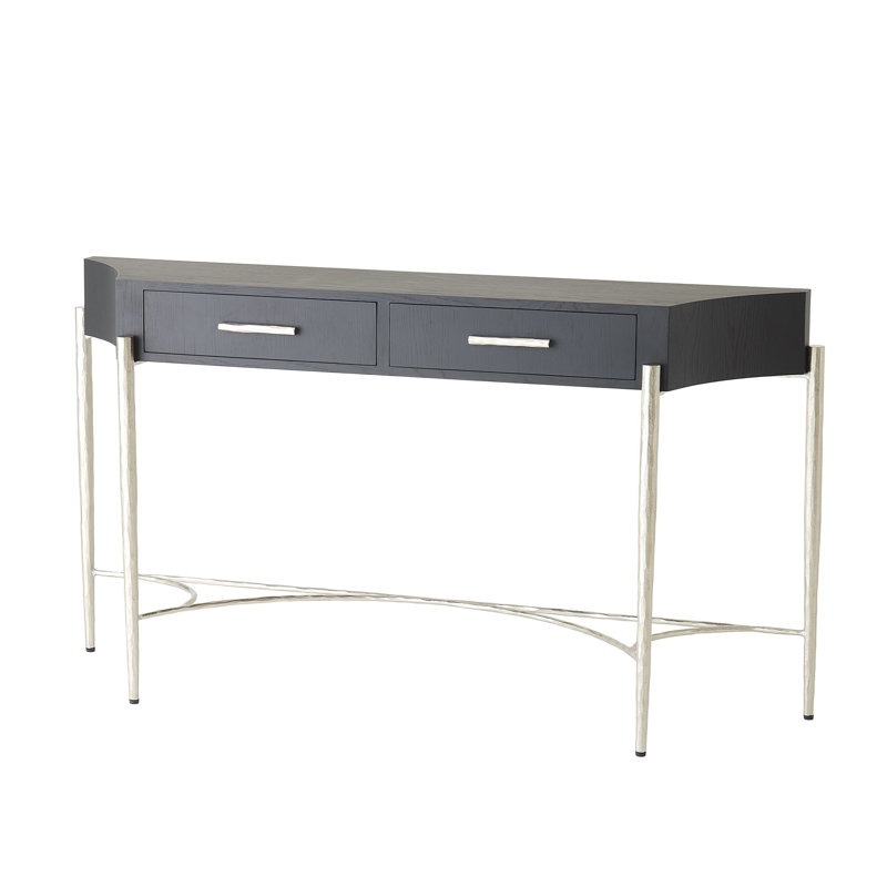 Console Breakfront - noir / nickel, Noir, Silver