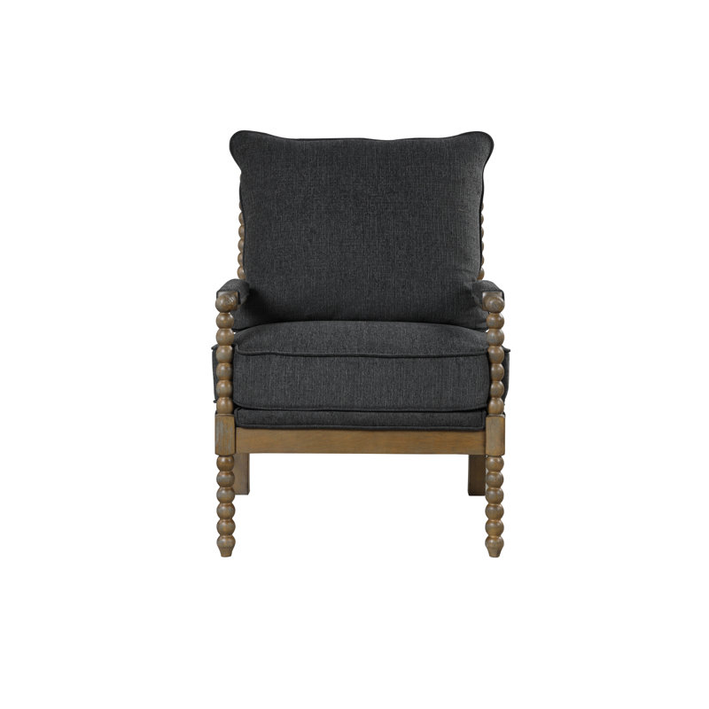 Melanda Upholstered Armchair, Charcoal Polyester Blend, Off White