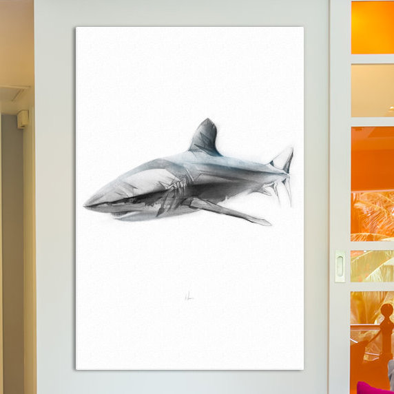 «Shark I», reproduction d'art sur toile tendue, H 40 po x l 26 po x P 1,5 po, Toile tendue, Pas de tapis