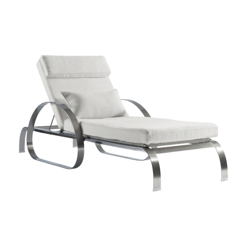 Malibu 87.5" Long Single Chaise with Cushions, White Linen 6016-000