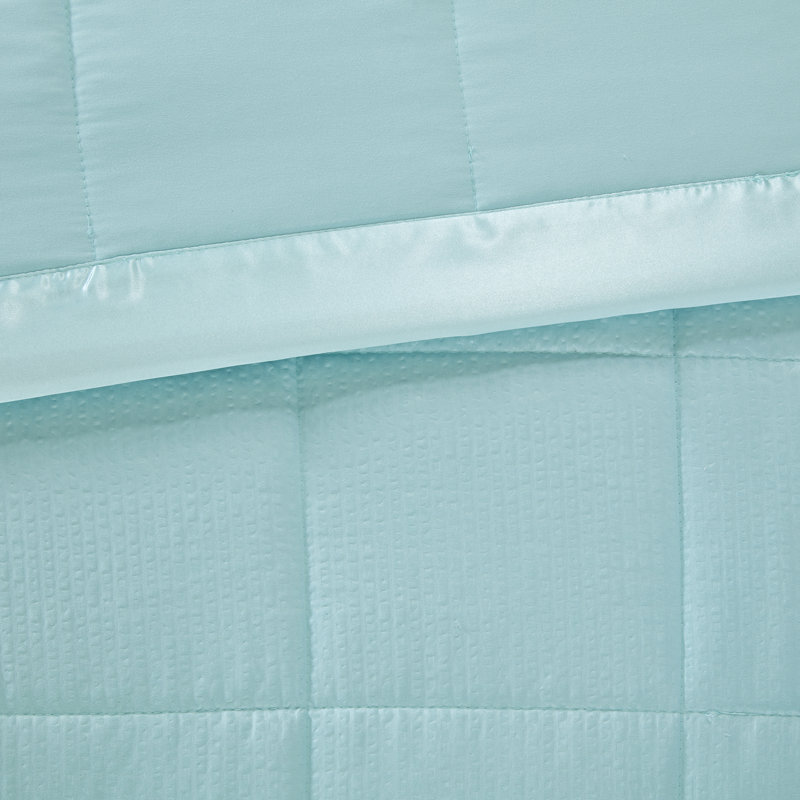 Aqua Full Down Alternative Blanket with Satin Trim