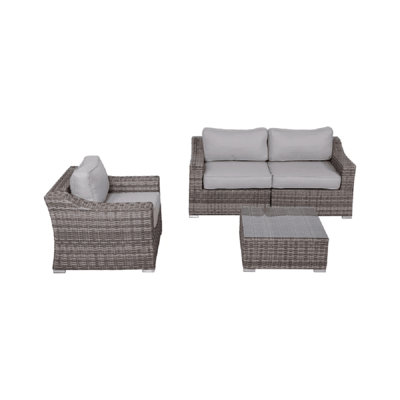 Ensemble de conversation contemporain en osier 3 personnes avec coussins pour salon, patio et maison entièrement assemblé
