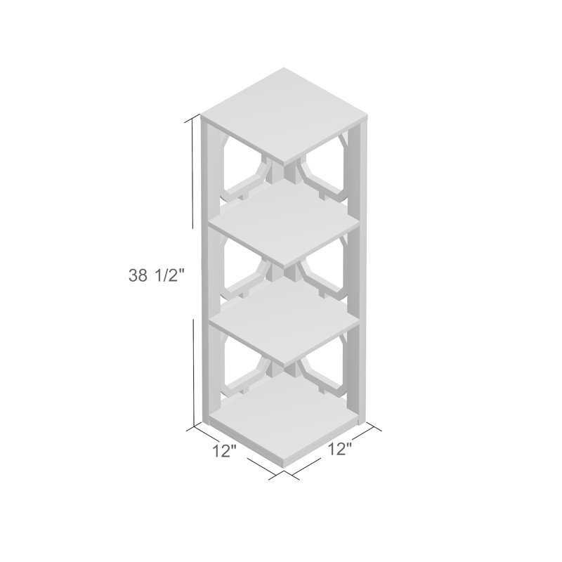 Rumbell Corner Bookcase, White, (3 Shelves) 39" H x 12" W x 12" D